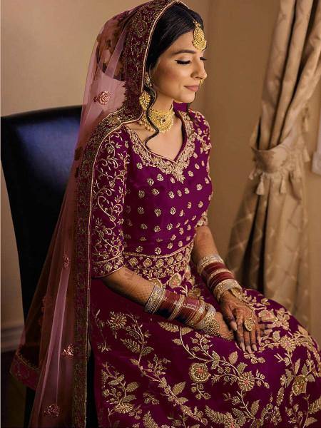 Myra Purple Heavy Embroidered Velvet Bridal Lehenga Online now