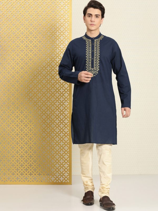 House of Pataudi Men Pure Cotton Yoke Design Jashn Kurta Sale