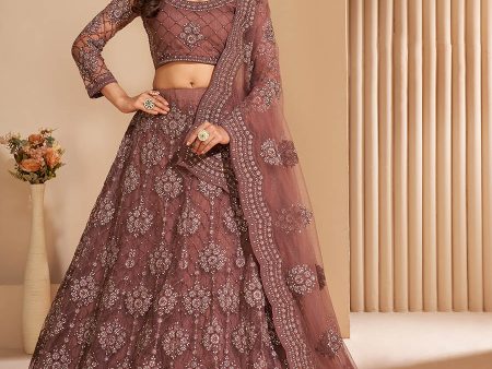 Myra Brown Heavy Embroidered Designer Lehenga For Sale