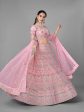 Myra Traditional Bridal Lehenga in Pink Heavy Embroidered Soft Net on Sale