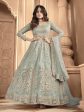 Myra Sea Blue Butterfly Net Embroidered Anarkali Suit on Sale