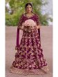 Myra Purple Heavy Embroidered Velvet Bridal Lehenga Online now