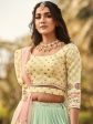 Myra Sea Blue and Lemon Yellow Heavy Embroidered Party Wear Lehenga Discount