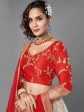 Myra Red Heavy Embroidered Art Silk & Jaquard Bridal Lehenga Discount