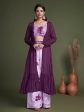 Myra Purple Koti Style Silk and Georgette Embroidered Palazo Suit Cheap