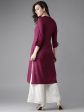 HERE&NOW Women Burgundy Solid Straight Kurta For Sale