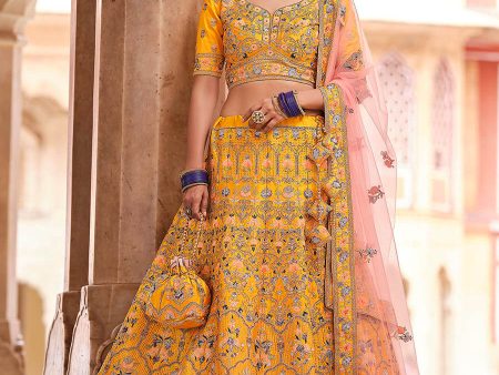 Myra Mustard Yellow Designer Hand work Lehenga Sale