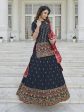 Myra Navy Blue - Pink Embroidered Designer Lehenga Sale