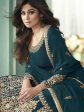 Myra Teal Georgette Embroidered Anarkali Suit For Discount