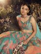 Myra Turquoise Orange Velvet Embroidered Designer Lehenga Cheap