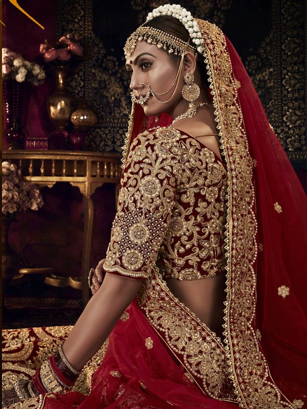 Myra Red Heavy Embroidered Bridal Designer Lehenga Supply