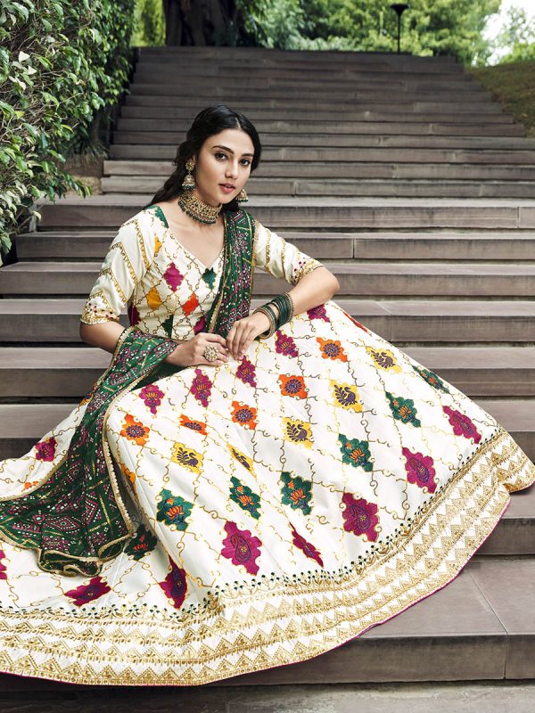 Myra White Silk Embroidered Designer Lehenga Choli For Cheap