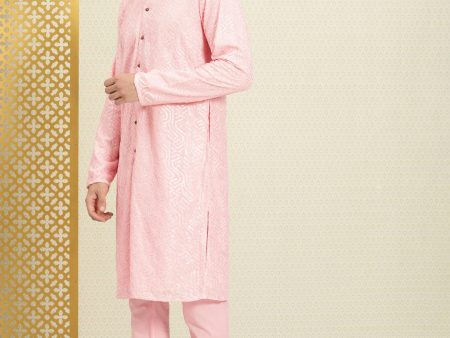 House of Pataudi Embroidered Regular Sequinned Rozana Kurta with Pyjamas on Sale