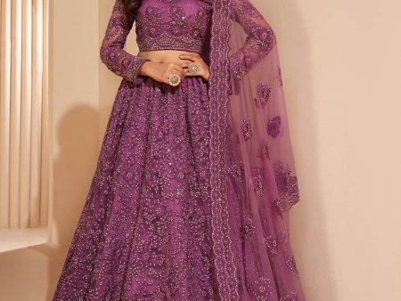 Myra Lilac Heavy Embroidered Designer Lehenga on Sale