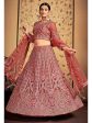 Myra Pink Taupe Soft Net Heavy Embroidered Designer Lehenga For Cheap