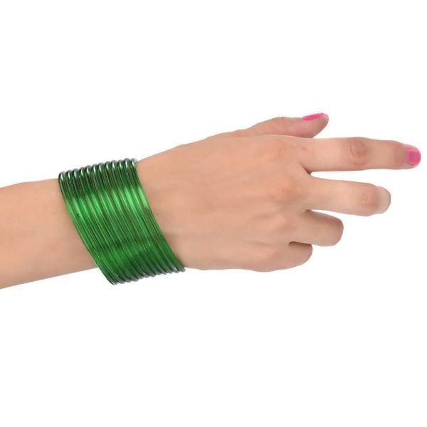 Afast Shining Green Glass Wedding, Party, Daily Use Bangle Set, Set Of 12 Online Hot Sale