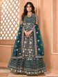 Myra Rama Green Butterfly Net Embroidered Anarkali Suit Fashion