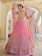 Myra Baby Pink Net Embroidered Lehenga For Sale