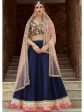 Myra Navy Blue Art Silk Lahanga Cheap