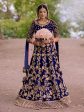 Myra Royal Blue Heavy Embroidered Velvet Bridal Lehenga Sale