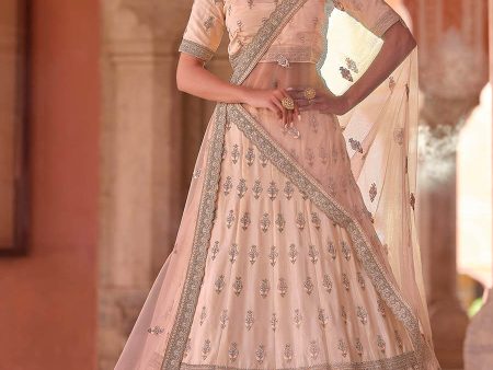 Myra Peach Embroidered Designer Lehenga Choli For Cheap