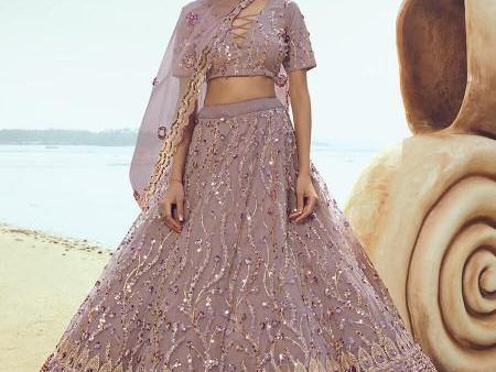 Myra Lilac Embroidered Net Lehenga Online Hot Sale