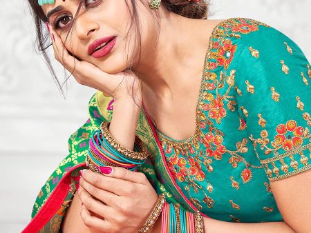 Myra Multicolour Jaquard Silk Designer Beautiful Lehenga For Sale