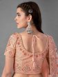 Myra Peach Heavy Embroidered Satin Bridal Lehenga Hot on Sale