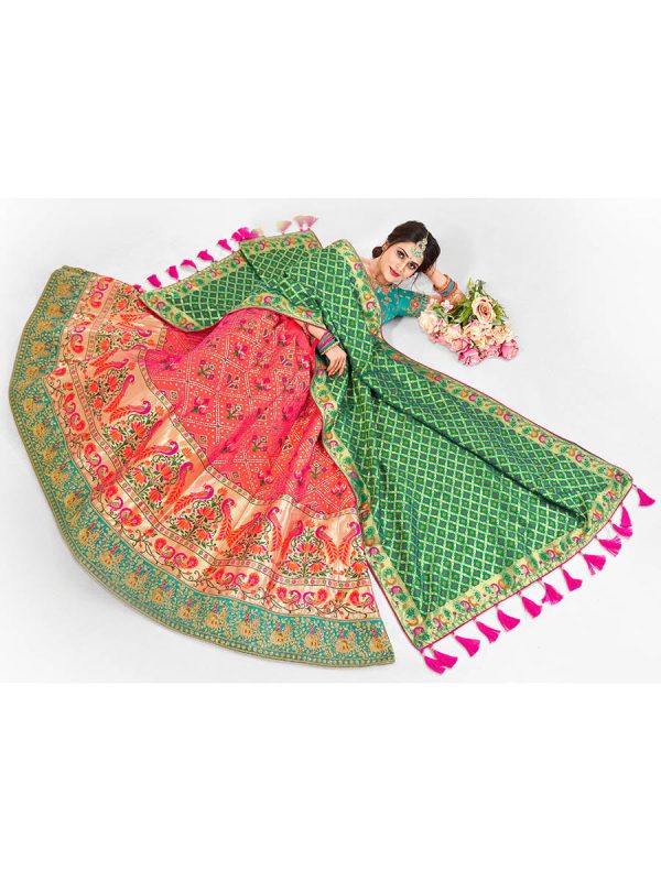 Myra Multicolour Jaquard Silk Designer Beautiful Lehenga For Sale