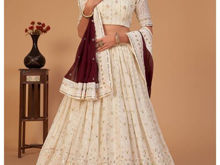 Myra Off White Georgette Embroidered Designer Lehenga For Sale