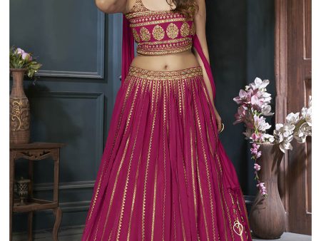 Myra Pink Georgette Embroidered Designer Lehenga For Discount