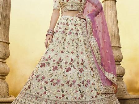 Myra Off White Heavy Embroidered Georgette Lehenga Discount