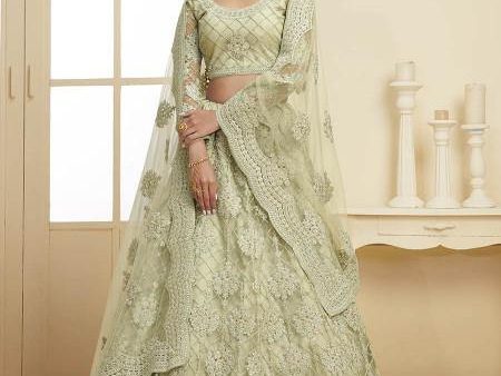 Myra Mint Green Heavy Embroidered Net bridal Lehenga Online now