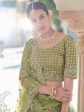 Myra Olive Green Net Embroidered Lehenga Hot on Sale