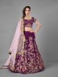 Myra Purple Heavy Embroidered Satin Velvet Bridal Lehenga Supply