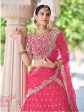 Myra Pink Net Embroidered Lehenga For Cheap