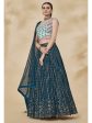 Myra Teal Green Georgette Embroidered Designer Lehenga Hot on Sale