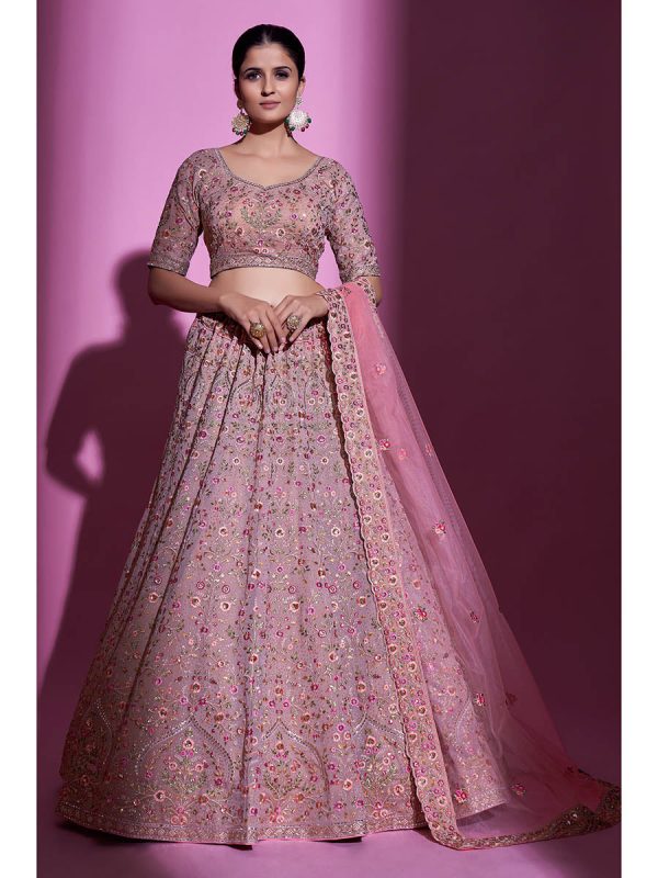 Myra Mauve Georgette Embroidered Designer Lehenga Choli For Cheap