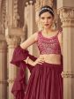 Myra Maroon Chinon & Art SIlk Embroidered Designer Lehenga Choli Online Sale