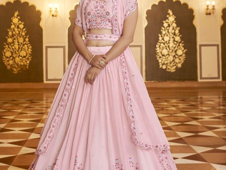 Myra Pink Gorgette Embroidered Designer Lehenga Choli Sale