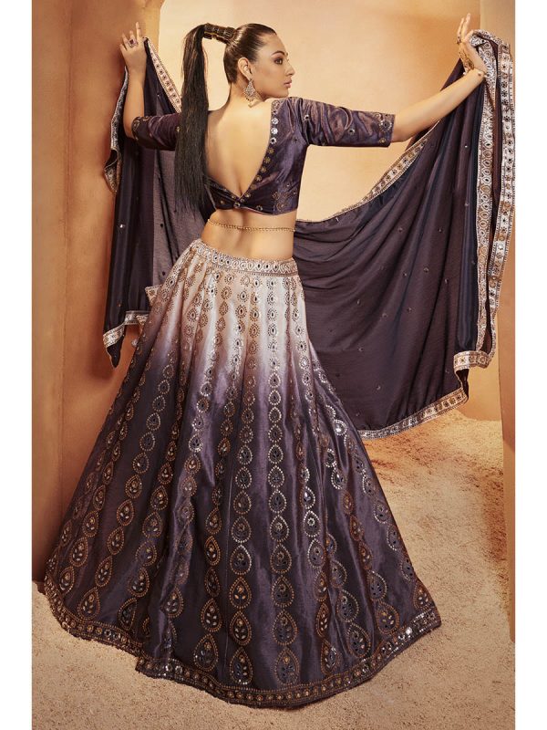 Myra Purple Velvet Embroidered Designer Lehenga Choli Hot on Sale