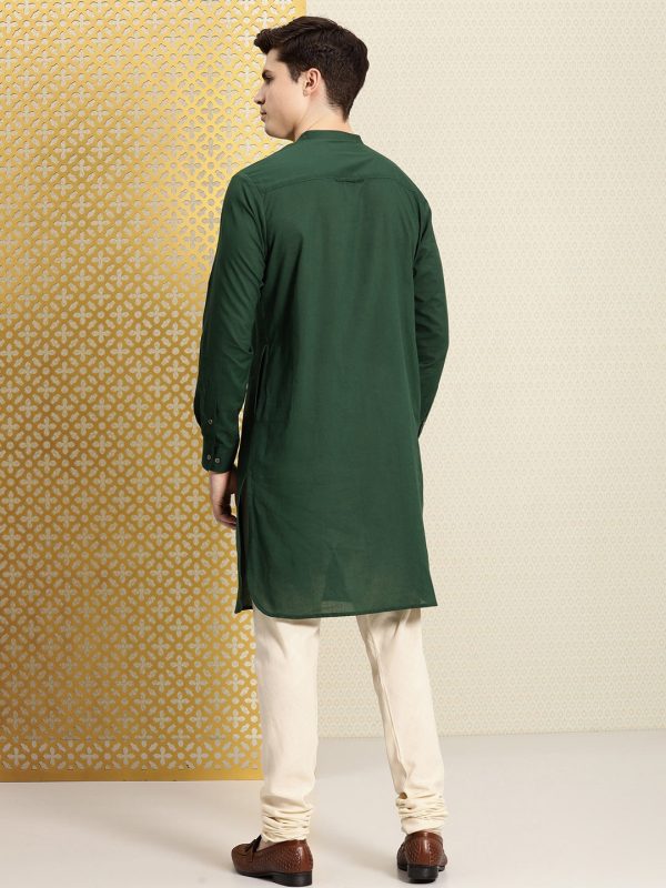 House of Pataudi Men Pure Cotton Ethnic Motifs Embroidered Jashn Kurta For Cheap