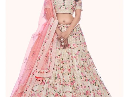 Myra White Soft Net Embroidered Designer Lehenga Choli Online Sale