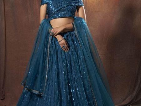 Myra Navy Blue Soft Net Lehenga Online Sale