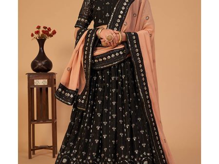 Myra Black Georgette Embroidered Designer Lehenga Supply