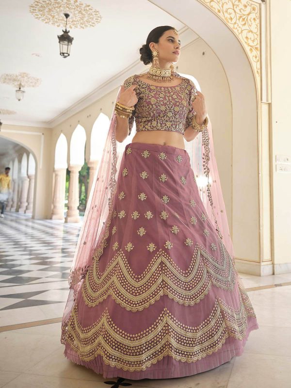 Myra Mauve Net Embroidered Lehenga Online Sale