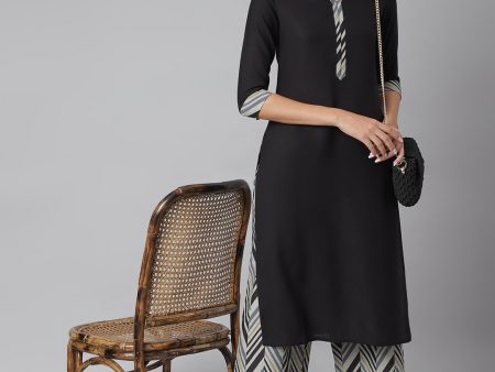 Khushal K Women Black & Grey Printed Kurta with Palazzos For Sale