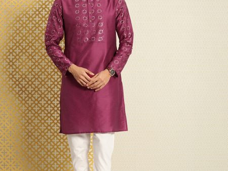 House of Pataudi Jashn Ethnic Motifs Yoke Design Sequinned Kurta Hot on Sale