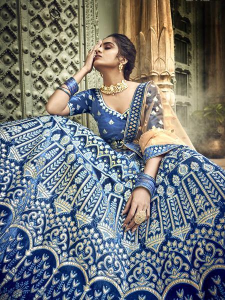 Myra Royal Blue Heavy Embroidered Lehenga Choli Cheap