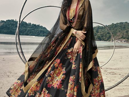 Myra Black Organza Printed Lehenga Fashion